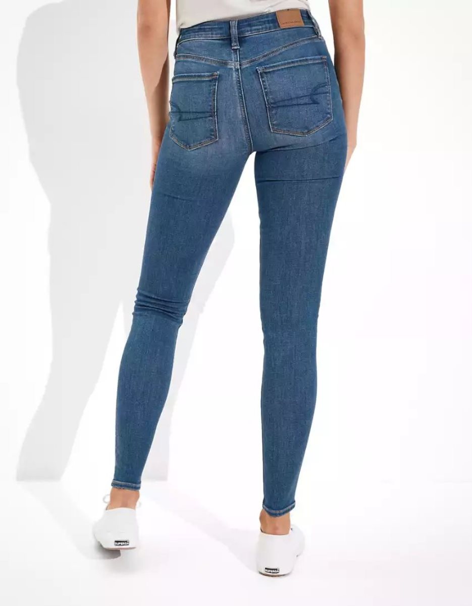 Jean American Eagle AE Ne(x)t Level High-Waisted Jegging Bleu Femme | AJD-64277668